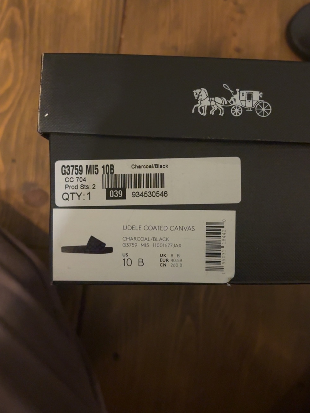 COACH Charcoal/Black Udele Coated Canvas Slide Sandals - Picture 2 of 2